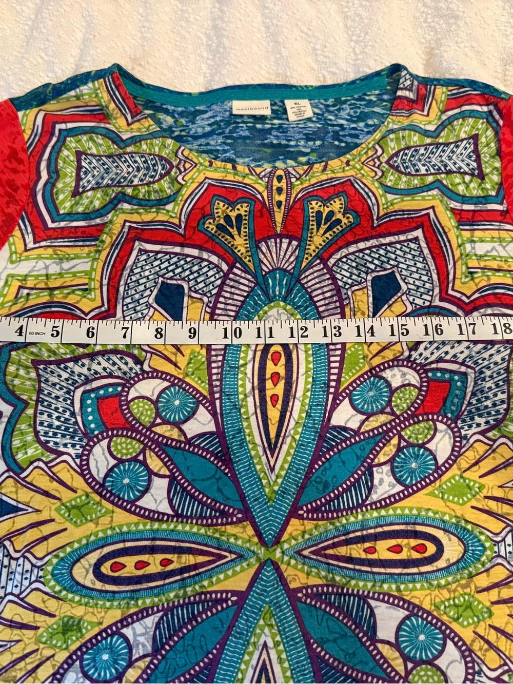 Westbound Multicolor Mandala Tunic with Red Sleeves - Picture 2 of 4